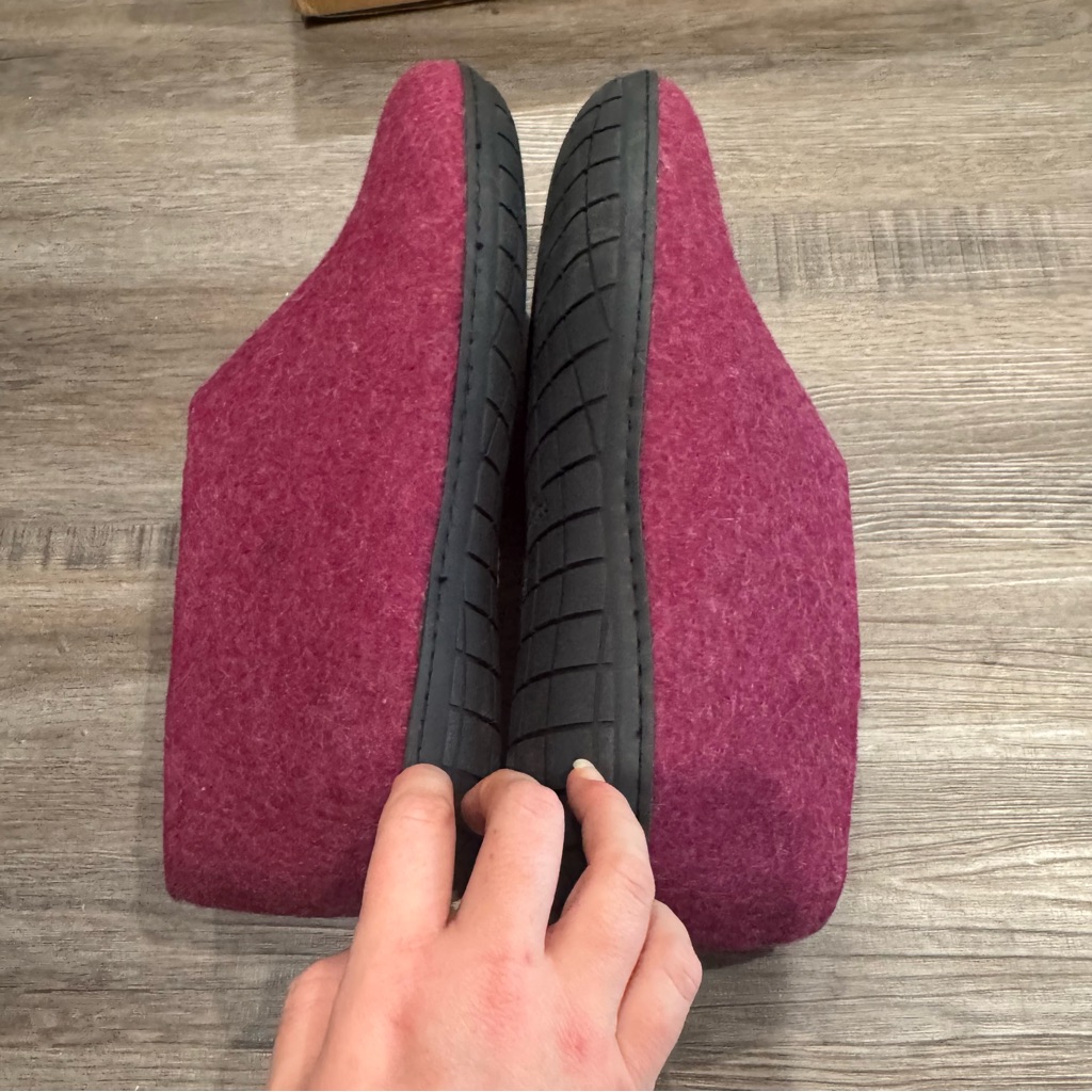 Glerups Cranberry Wool Black Rubber Slip On Slippers — image 5 of 8